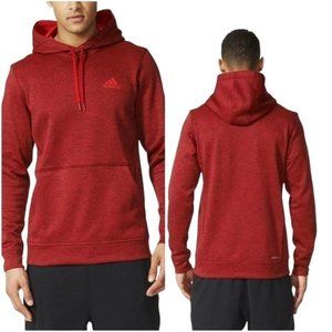 Adidas Men's Team Issue Red/Black Mélange Fleece Hoodie with Red Logo, Sz Sm